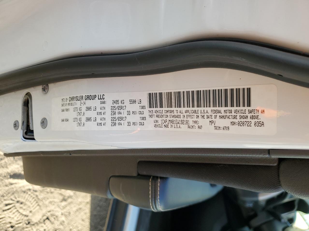 2014 Jeep Cherokee Sport VIN: 1C4PJMAB1EW192181 Lot: 82289955