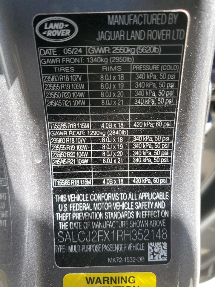 2024 Land Rover Discovery Sport S VIN: SALCJ2FX1RH352148 Lot: 84595215