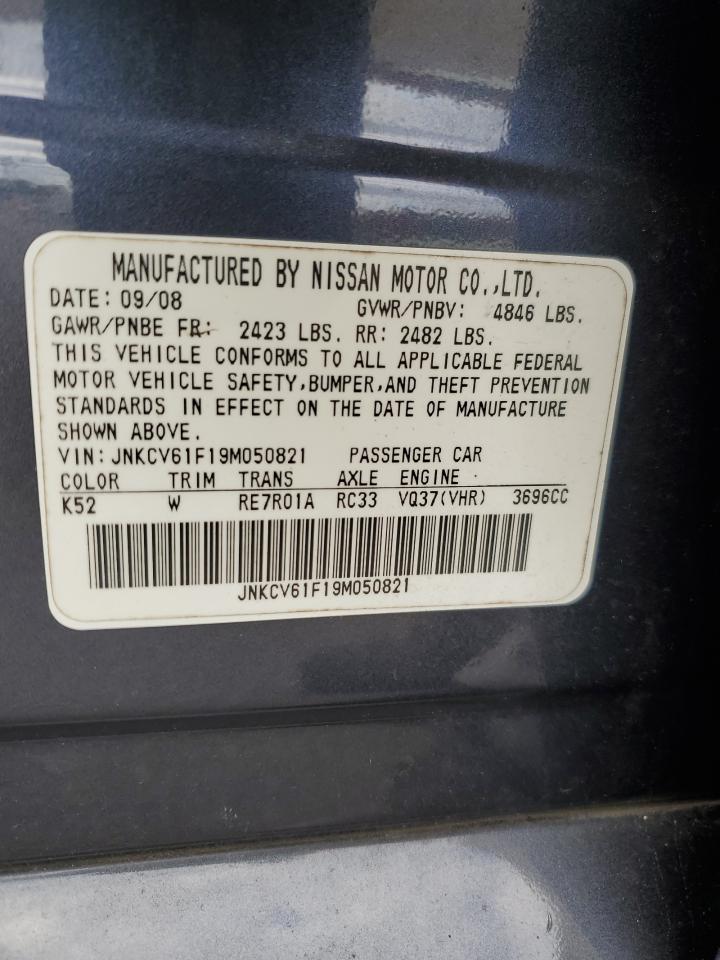 2009 Infiniti G37 VIN: JNKCV61F19M050821 Lot: 85744025