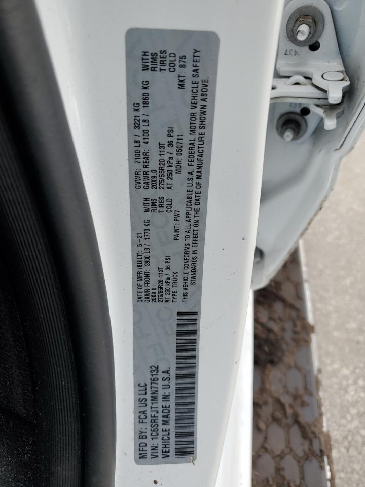 2021 Ram 1500 Laramie VIN: 1C6SRFJT1MN776132 Lot: 84828125