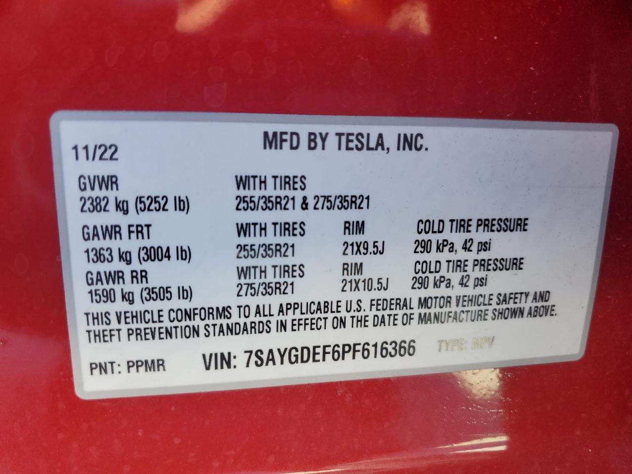 2023 Tesla Model Y VIN: 7SAYGDEF6PF616366 Lot: 86508815