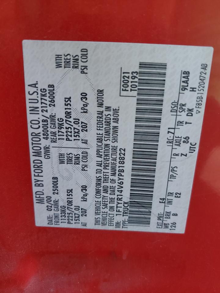 2000 Ford Ranger Super Cab VIN: 1FTYR14V6YPB18822 Lot: 90407695