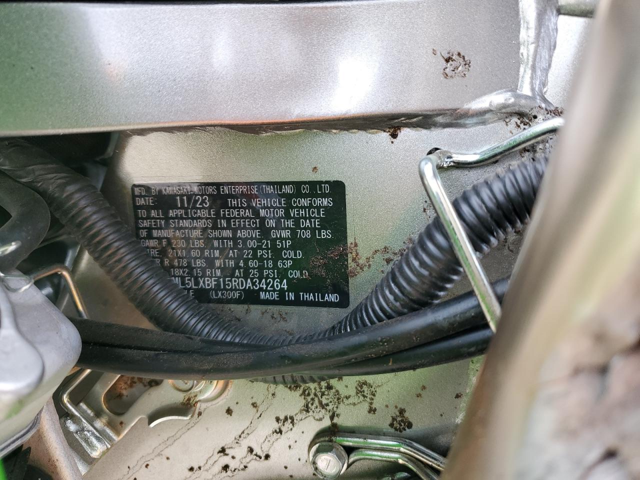 2024 Kawasaki Klx300 F VIN: ML5LXBF15RDA34264 Lot: 86267145