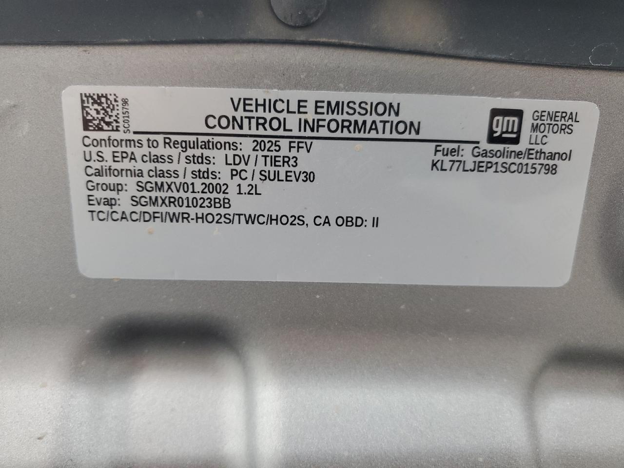 2025 Chevrolet Trax 2Rs VIN: KL77LJEP1SC015798 Lot: 90271125