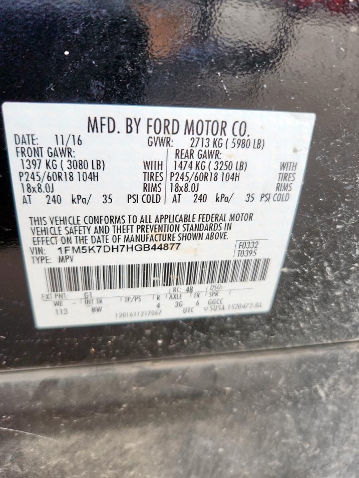 2017 Ford Explorer Xlt VIN: 1FM5K7DH7HGB44877 Lot: 82377865