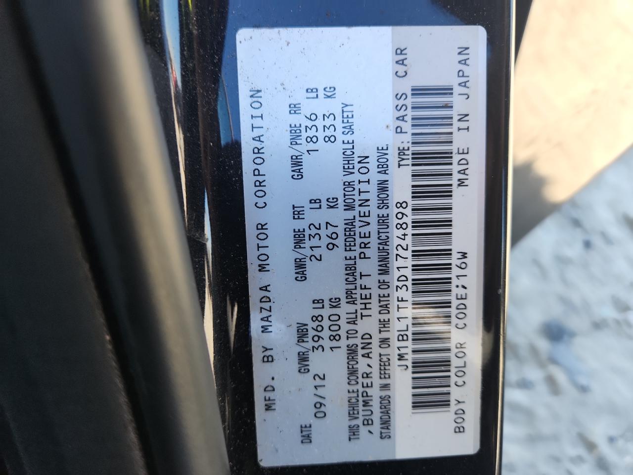 2013 Mazda 3 I VIN: JM1BL1TF3D1724898 Lot: 82763015