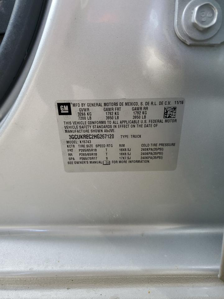 2017 Chevrolet Silverado K1500 Lt VIN: 3GCUKREC2HG267120 Lot: 84821065