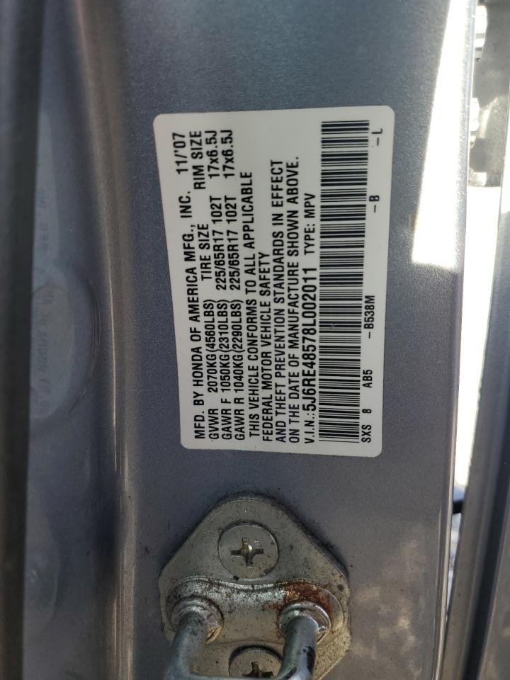 2008 Honda Cr-V Ex VIN: 5J6RE48578L002011 Lot: 84871265