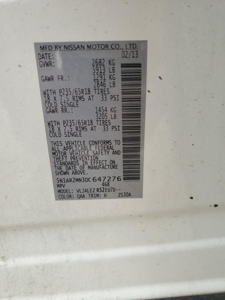 2013 Nissan Pathfinder S VIN: 5N1AR2MN3DC647276 Lot: 82372635
