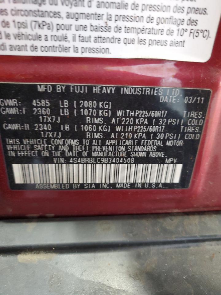 2011 Subaru Outback 2.5I Limited VIN: 4S4BRBLC9B3404508 Lot: 84623165