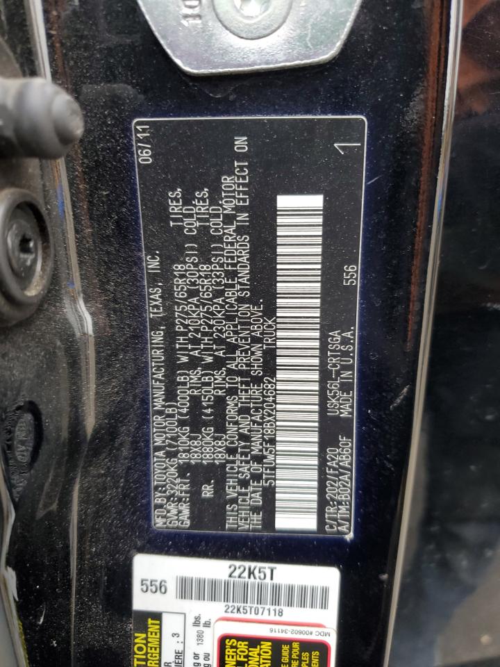 2011 Toyota Tundra Double Cab Sr5 VIN: 5TFUW5F18BX204682 Lot: 85706015