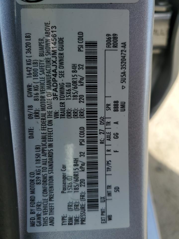 2018 Ford Fiesta S VIN: 3FADP4AJXJM145613 Lot: 82072545