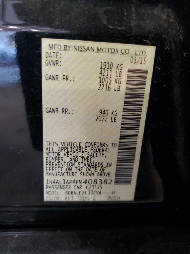 2015 Nissan Altima 2.5 VIN: 1N4AL3AP4FN408382 Lot: 86171265