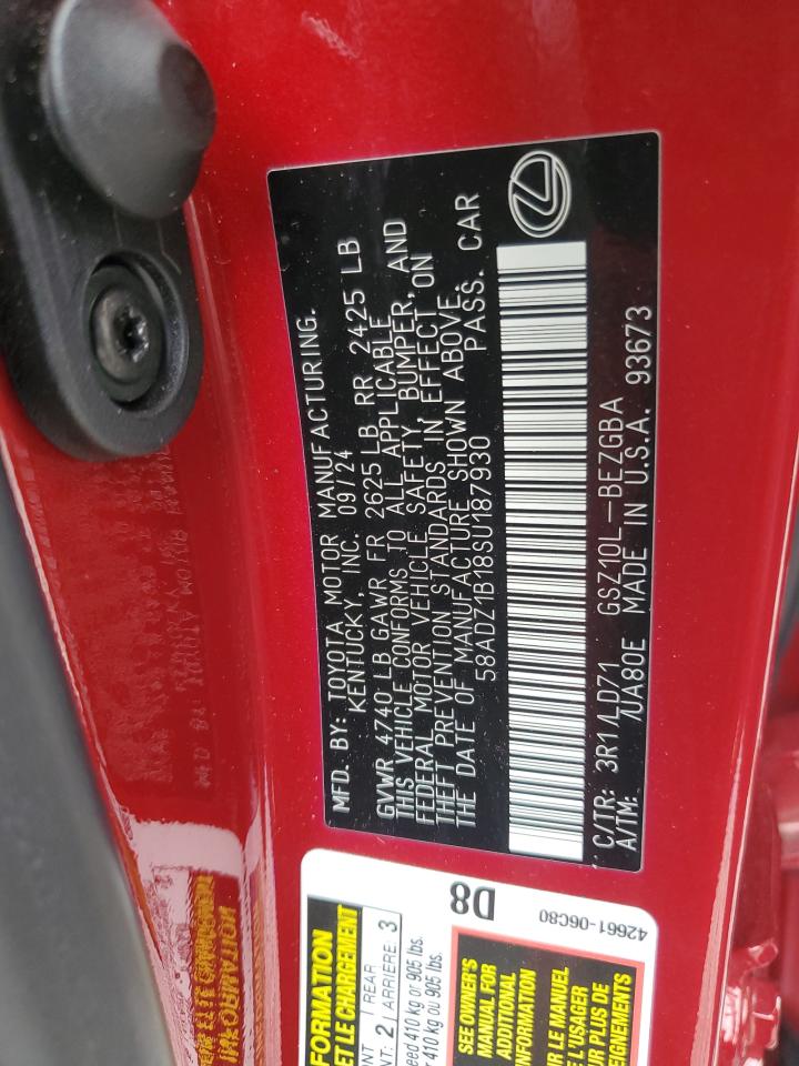 2025 Lexus Es 350 Base VIN: 58ADZ1B18SU187930 Lot: 85138375