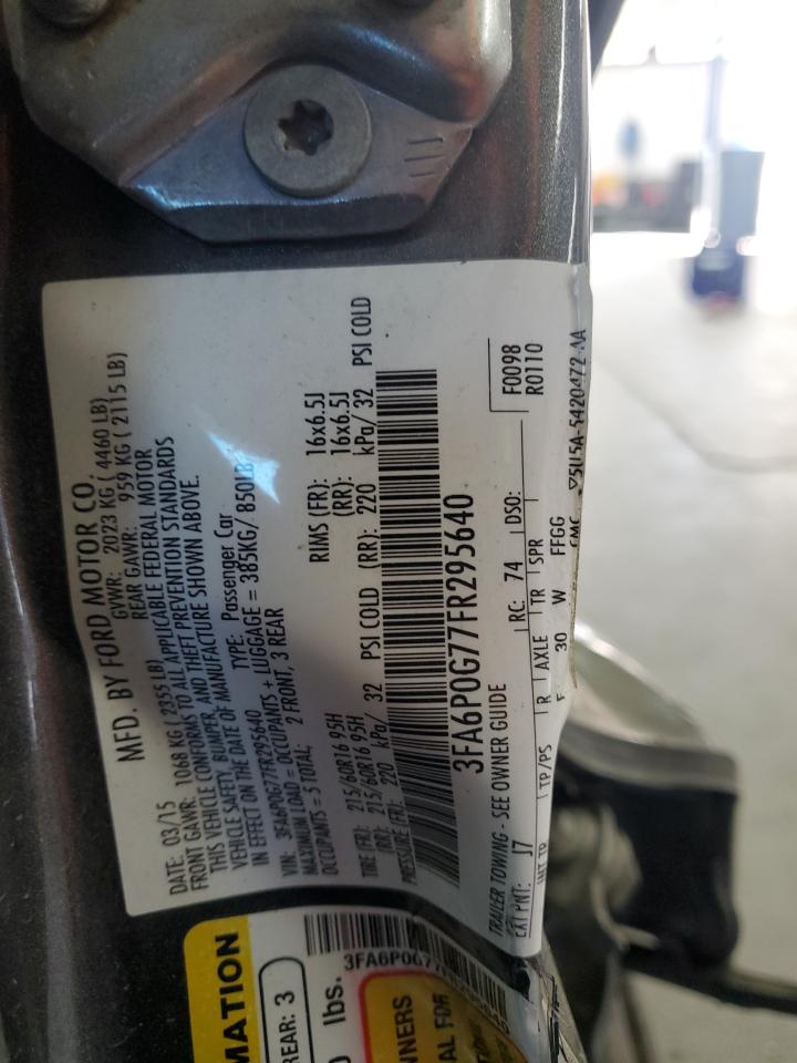 2015 Ford Fusion S VIN: 3FA6P0G77FR295640 Lot: 85008365