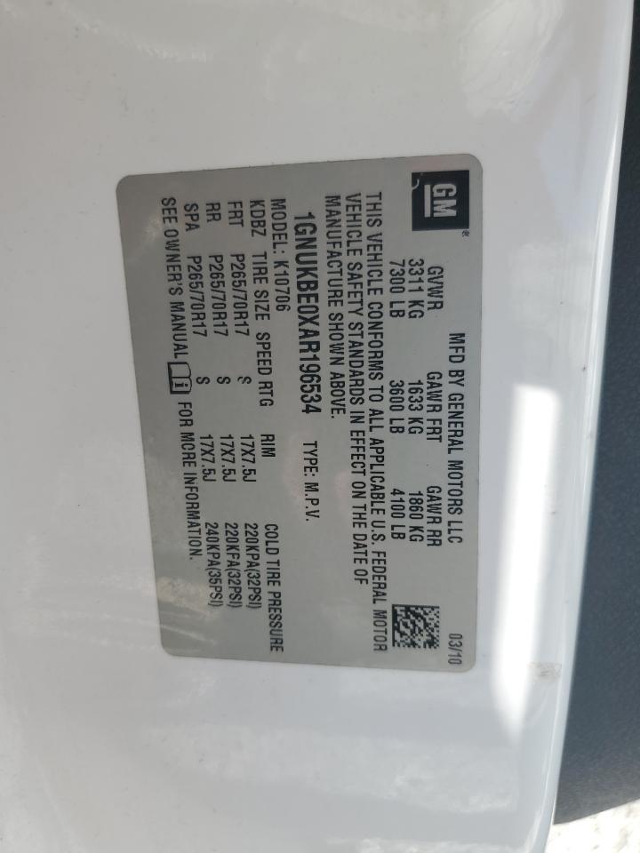 2010 Chevrolet Tahoe K1500 Lt VIN: 1GNUKBE0XAR196534 Lot: 86459545