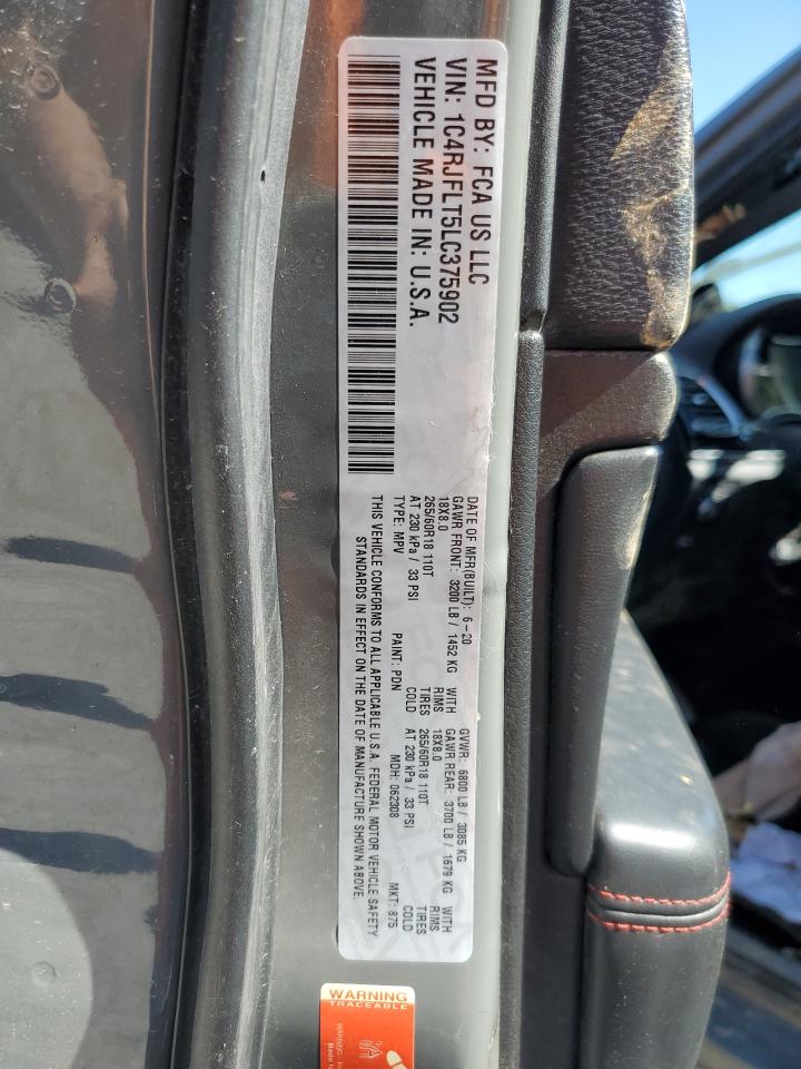 2020 Jeep Grand Cherokee Trailhawk VIN: 1C4RJFLT5LC375902 Lot: 85475055