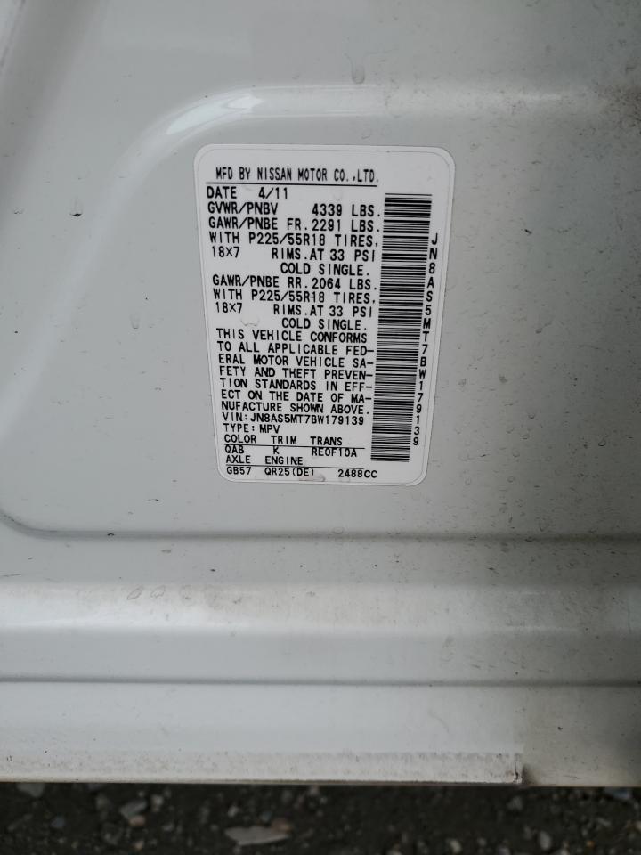 2011 Nissan Rogue S VIN: JN8AS5MT7BW179139 Lot: 81995695