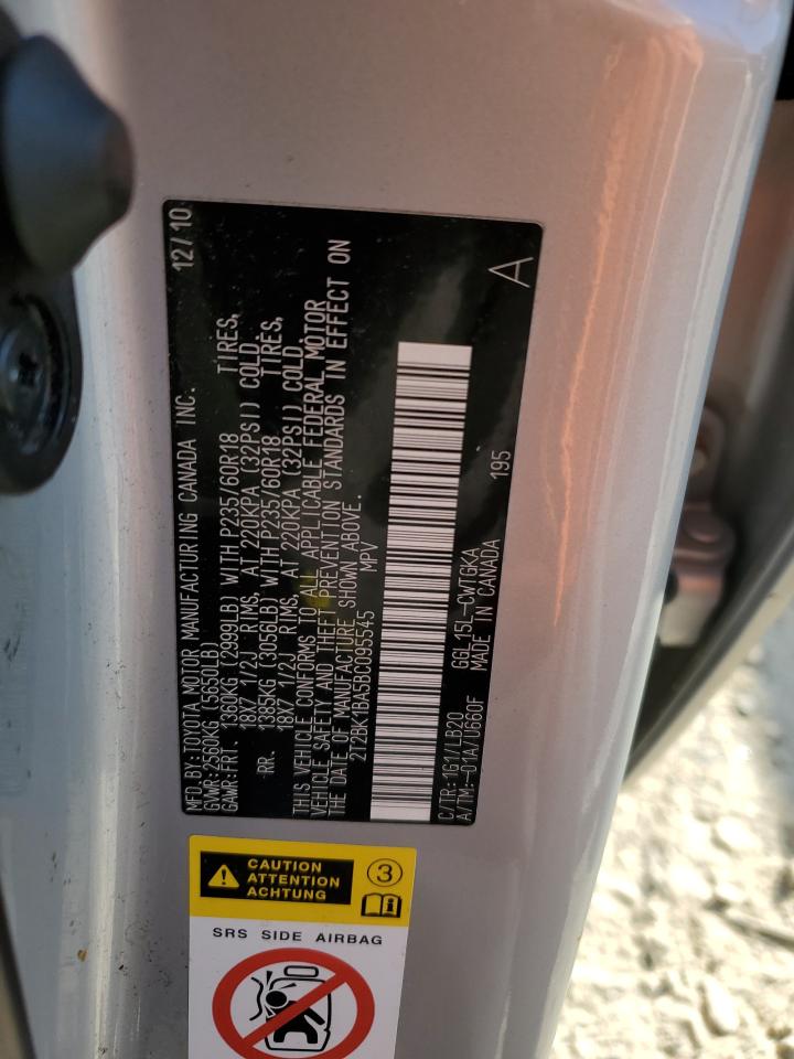 2011 Lexus Rx 350 VIN: 2T2BK1BA5BC095545 Lot: 84382905