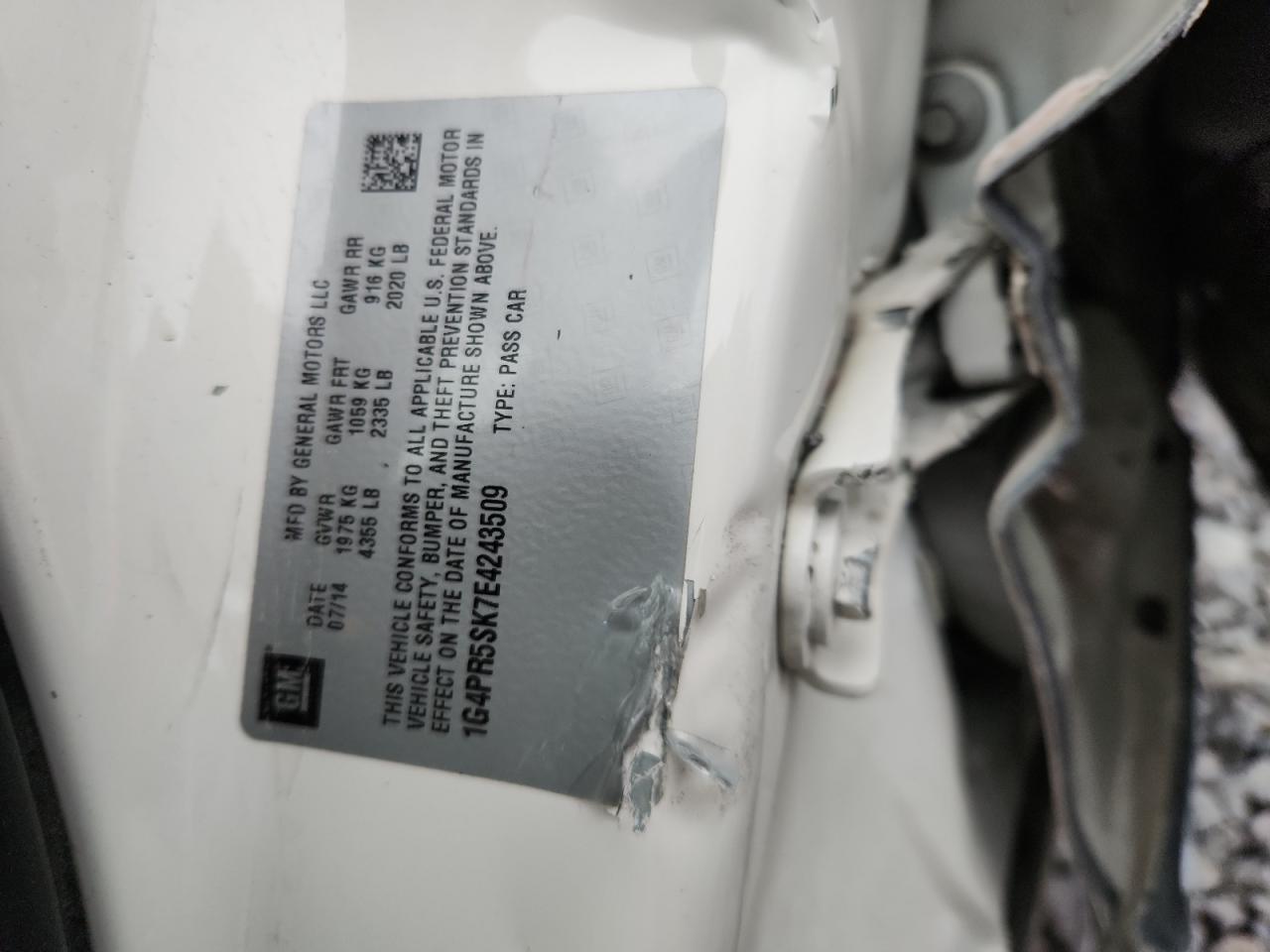 2014 Buick Verano Convenience VIN: 1G4PR5SK7E4243509 Lot: 94999035