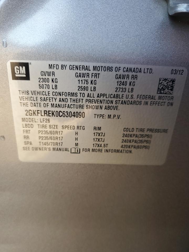 2012 GMC Terrain Sle VIN: 2GKFLREK0C6304090 Lot: 82245025