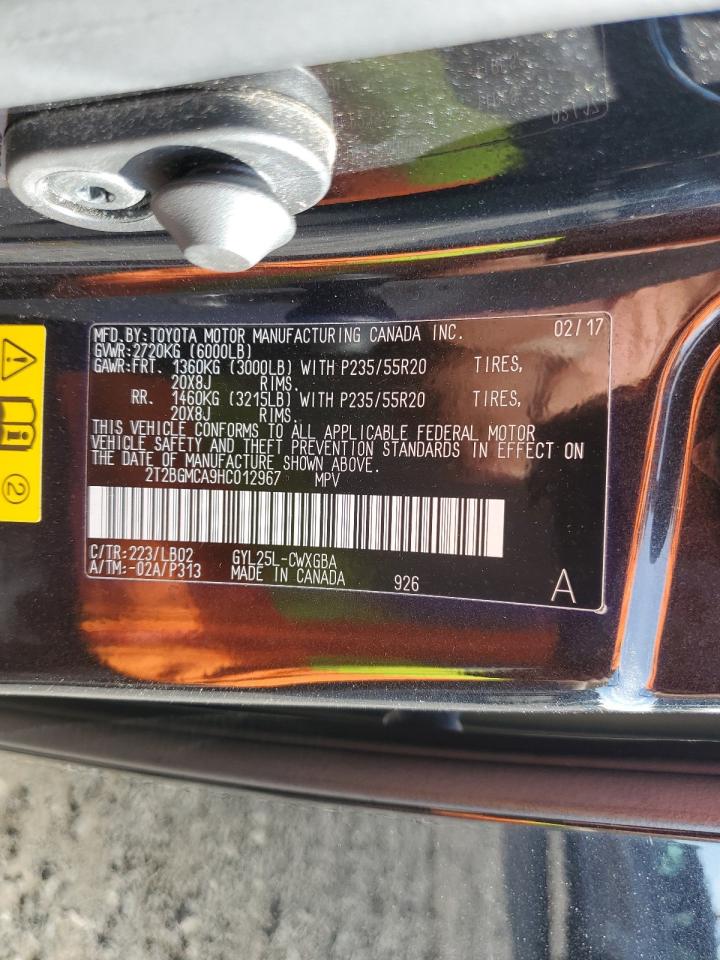 2017 Lexus Rx 450H Base VIN: 2T2BGMCA9HC012967 Lot: 84929545