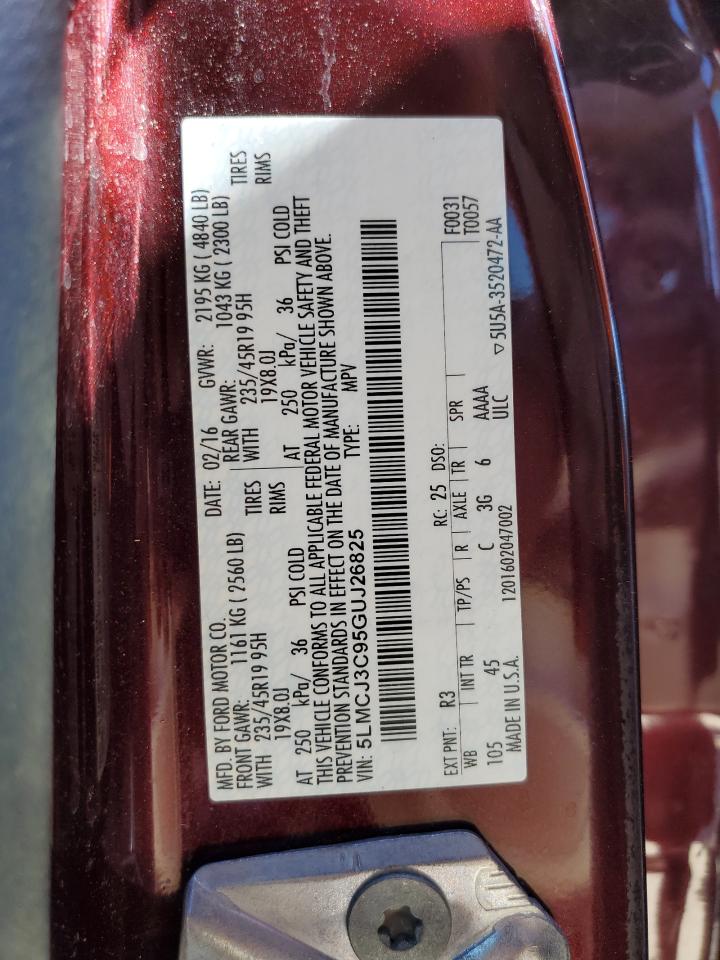 2016 Lincoln Mkc Reserve VIN: 5LMCJ3C95GUJ26825 Lot: 86051605