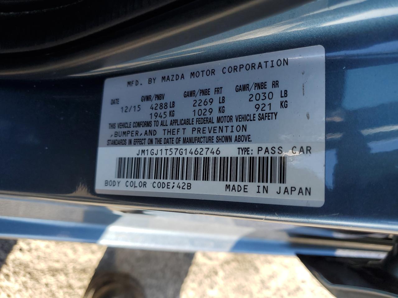 2016 Mazda 6 Touring VIN: JM1GJ1T57G1462746 Lot: 84447015