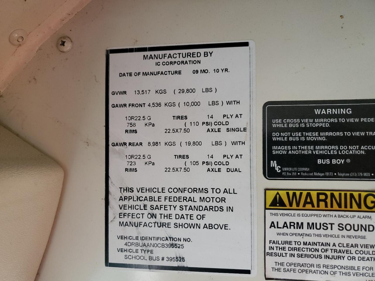 2012 Ic Corporation Ce Series School - School Bus VIN: 4DRBUAAN0CB395525 Lot: 84649515