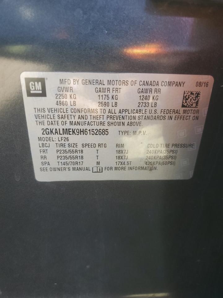 2017 GMC Terrain Sle VIN: 2GKALMEK9H6152685 Lot: 85179465