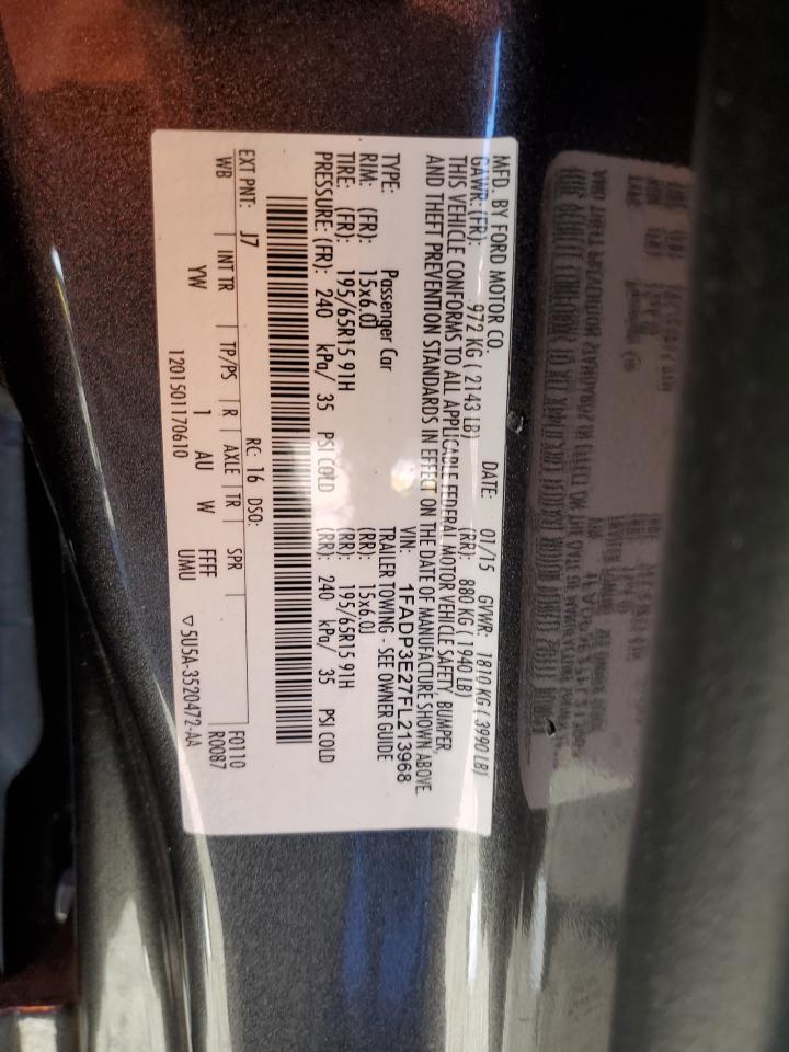 2015 Ford Focus S VIN: 1FADP3E27FL213968 Lot: 81802015