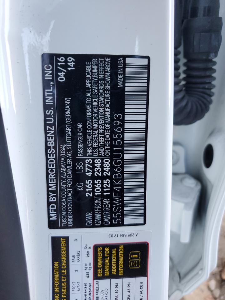 2016 Mercedes-Benz C 300 4Matic VIN: 55SWF4KB6GU155693 Lot: 82403445