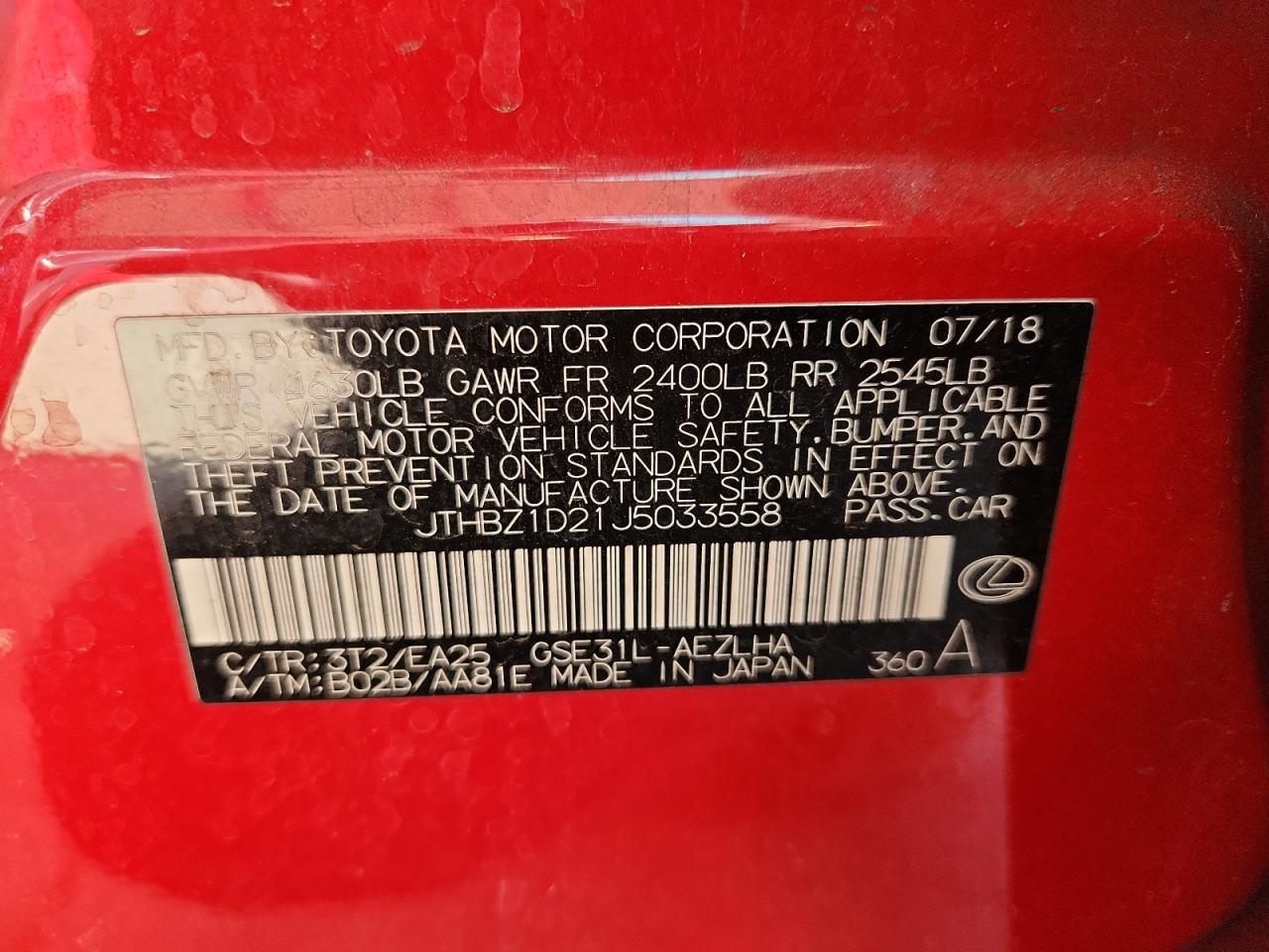 2018 Lexus Is 350 VIN: JTHBZ1D21J5033558 Lot: 90316035