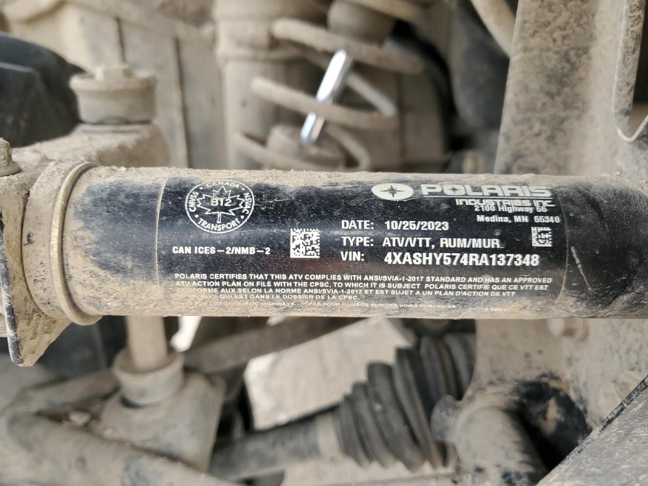 2024 Polaris Sportsman 570 Trail VIN: 4XASHY574RA137348 Lot: 89842045