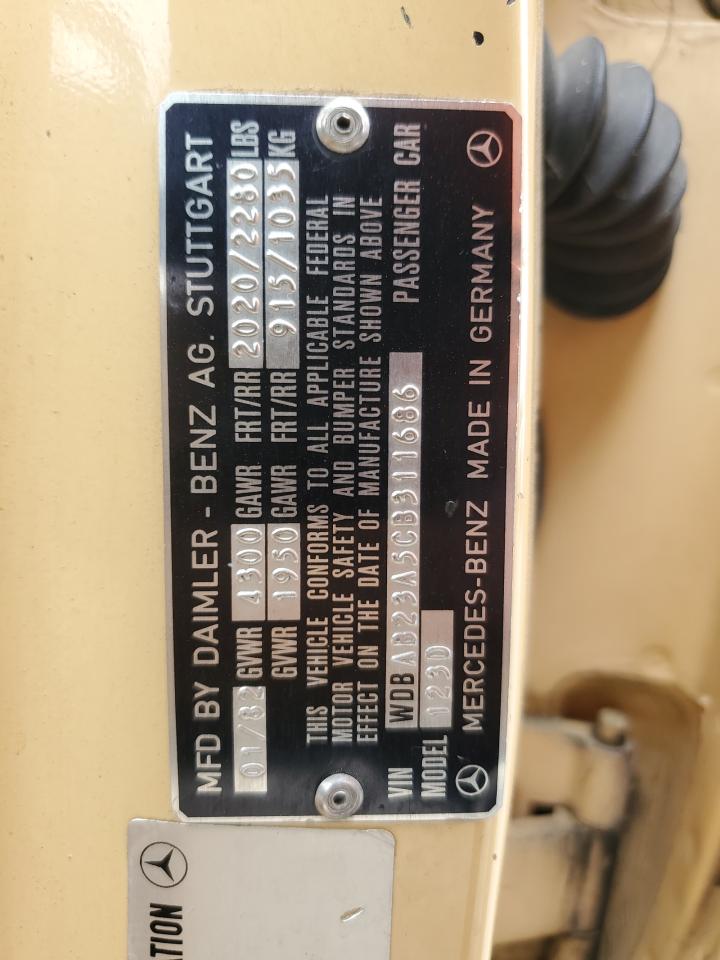 1982 Mercedes-Benz 240 D VIN: WDBAB23A5CB311686 Lot: 86339105