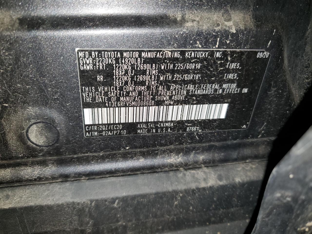 2021 Toyota Rav4 Xse VIN: 4T3E6RFV5MU008608 Lot: 86459075