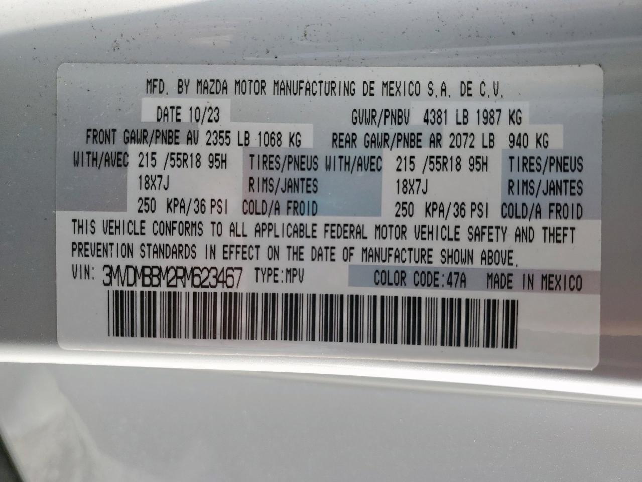 2024 Mazda Cx-30 Select VIN: 3MVDMBBM2RM623467 Lot: 82392905