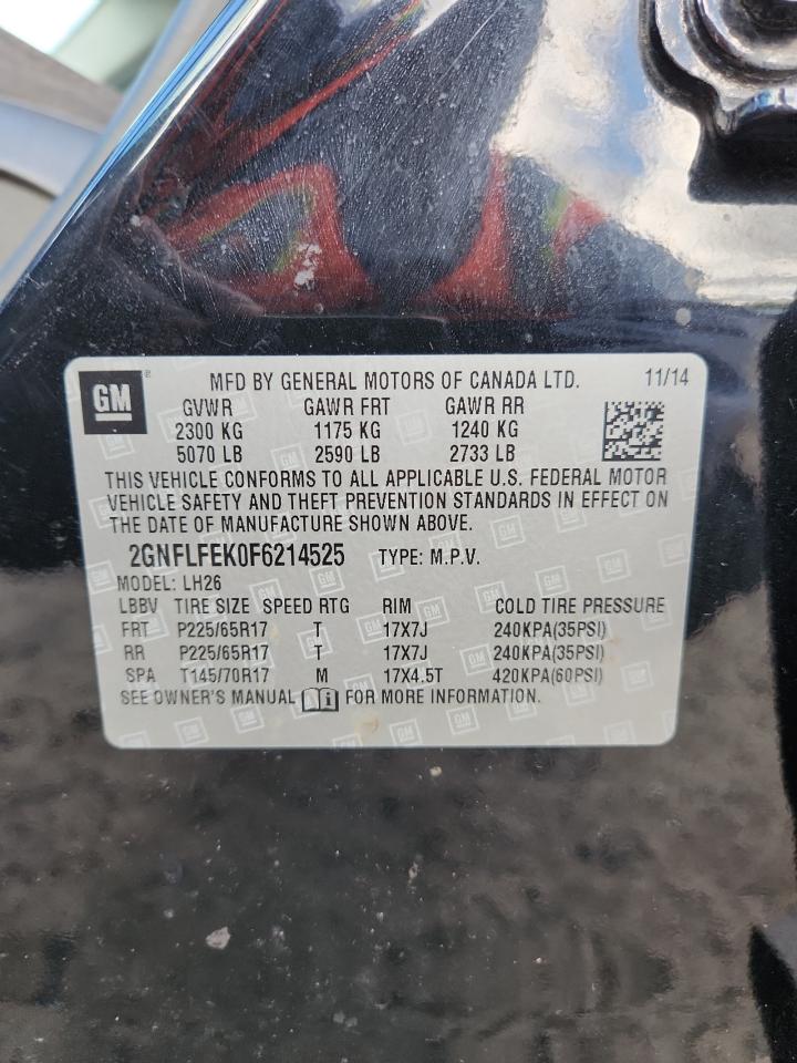 2015 Chevrolet Equinox Lt VIN: 2GNFLFEK0F6214525 Lot: 84425915