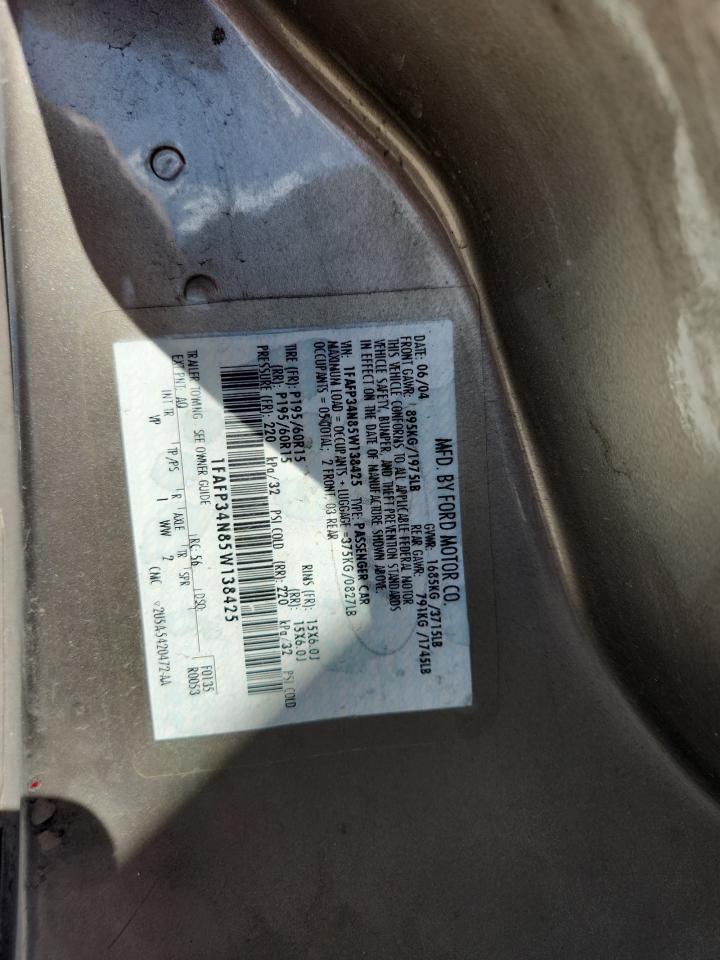 2005 Ford Focus Zx4 VIN: 1FAFP34N85W138425 Lot: 86188915