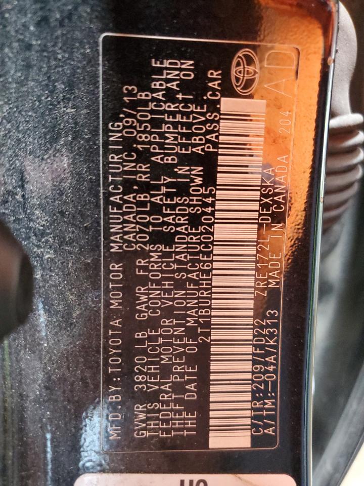 2014 Toyota Corolla L VIN: 2T1BURHE6EC020445 Lot: 84758905