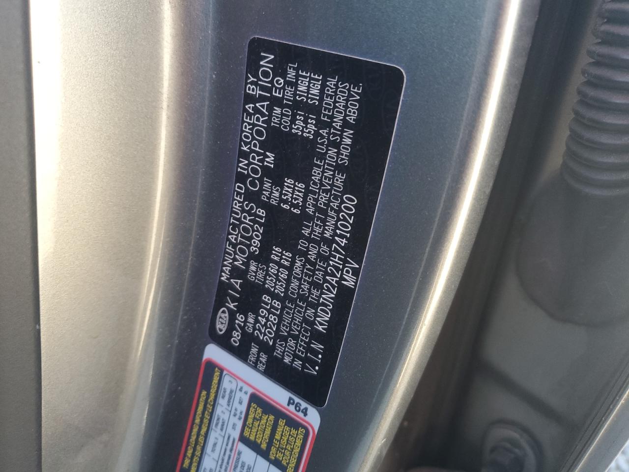 2017 Kia Soul VIN: KNDJN2A21H7410200 Lot: 84482705