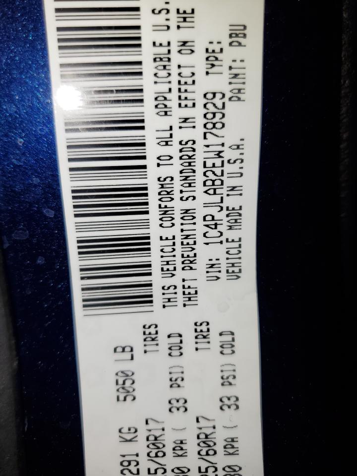 2014 Jeep Cherokee Sport VIN: 1C4PJLAB2EW178929 Lot: 86723905