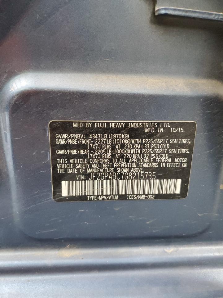 2016 Subaru Crosstrek Premium VIN: JF2GPABC7G8215735 Lot: 84771355