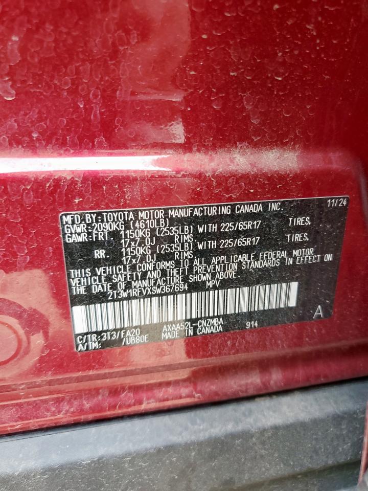 2025 Toyota Rav4 Xle VIN: 2T3W1RFVXSW367694 Lot: 82301485