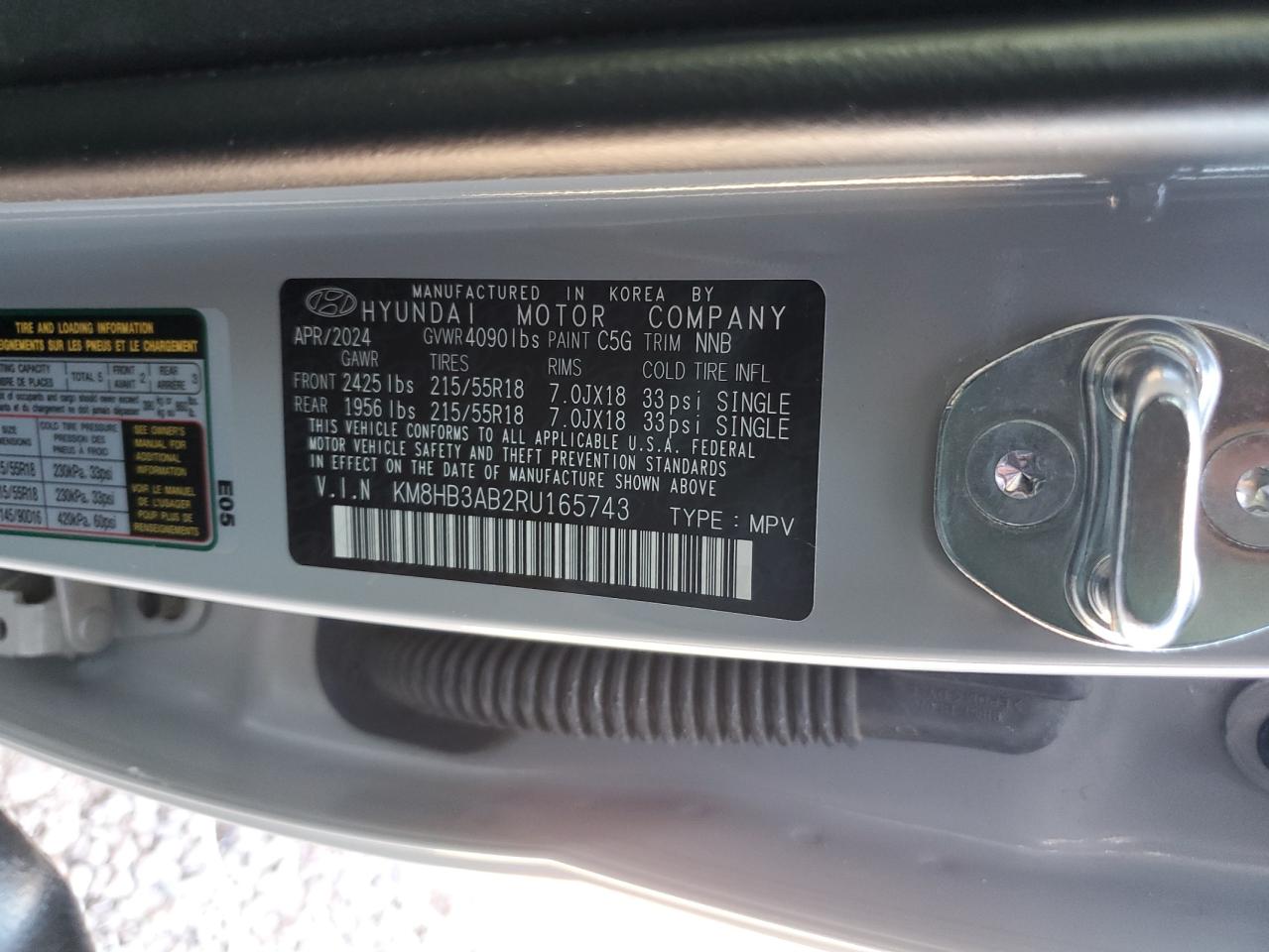 2024 Hyundai Kona Sel VIN: KM8HB3AB2RU165743 Lot: 81975755