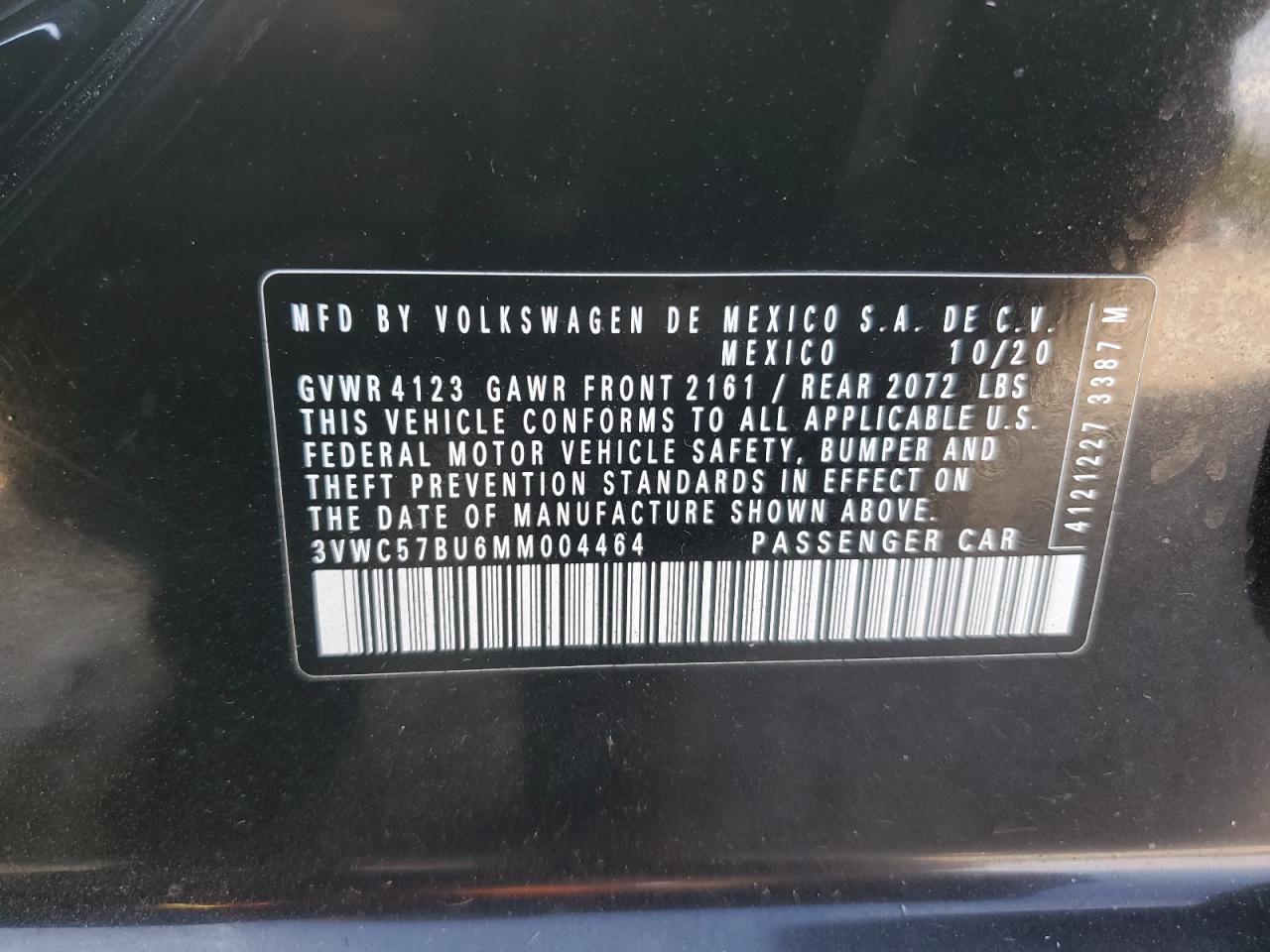 2021 Volkswagen Jetta S VIN: 3VWC57BU6MM004464 Lot: 87437275