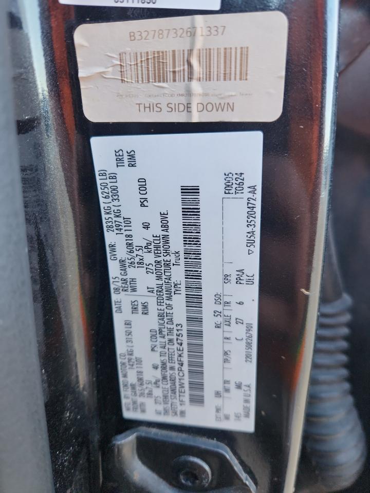 2015 Ford F150 Supercrew VIN: 1FTEW1CP4FKE47513 Lot: 84900435