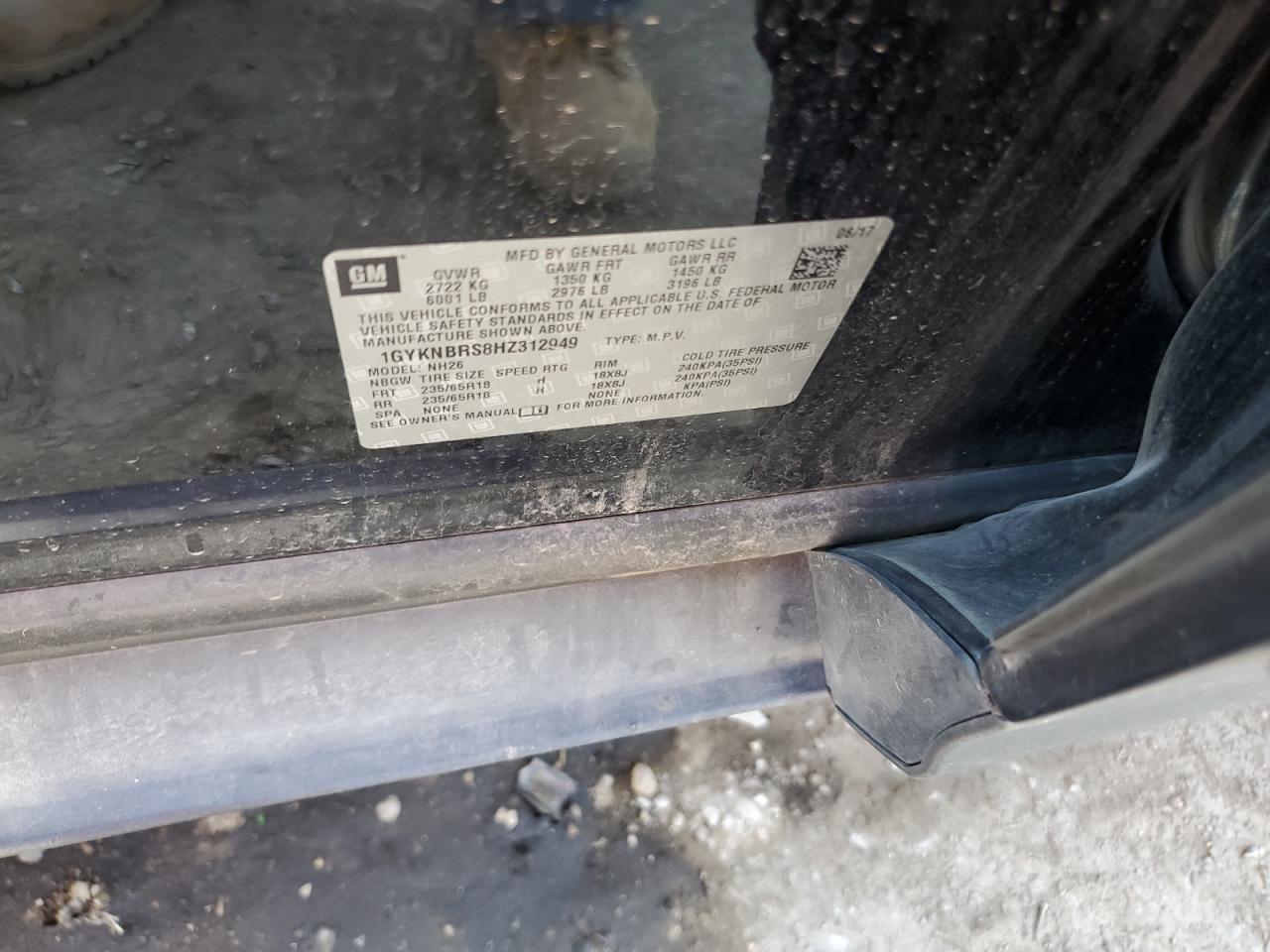 2017 Cadillac Xt5 Luxury VIN: 1GYKNBRS8HZ312949 Lot: 82519665