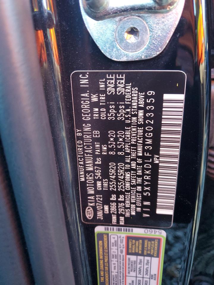 2021 Kia Sorento Sx VIN: 5XYRKDLF3MG023359 Lot: 82281805