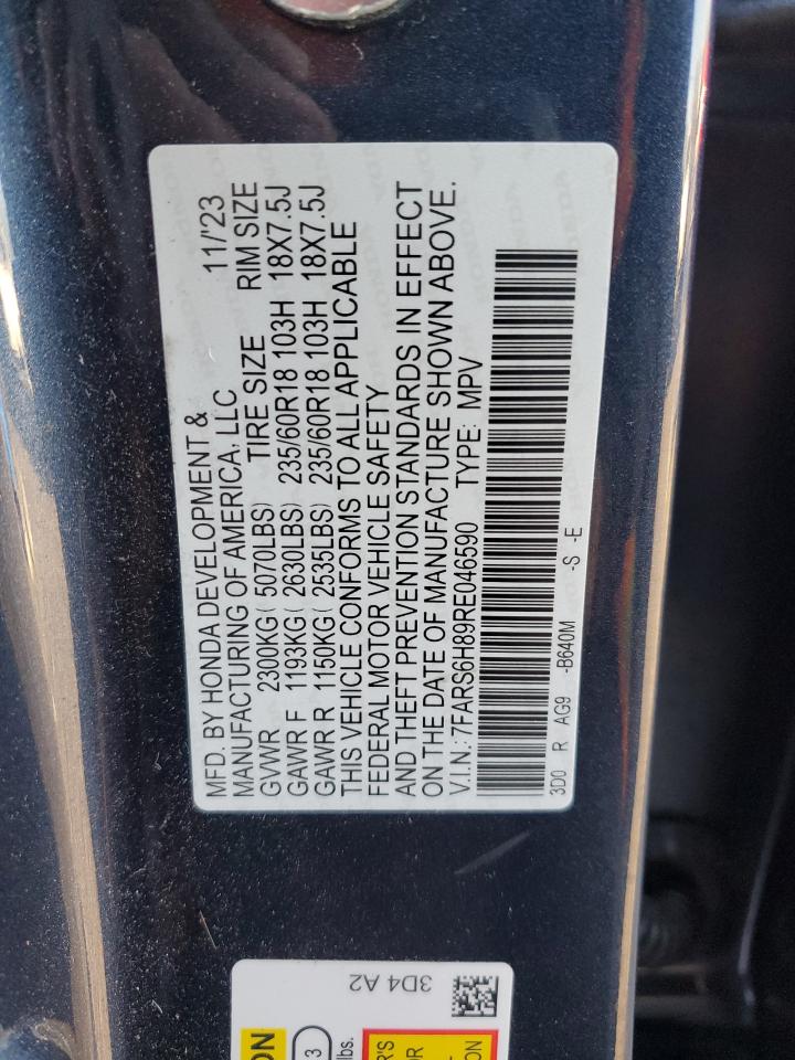 2024 Honda Cr-V Sport-L VIN: 7FARS6H89RE046590 Lot: 81963995